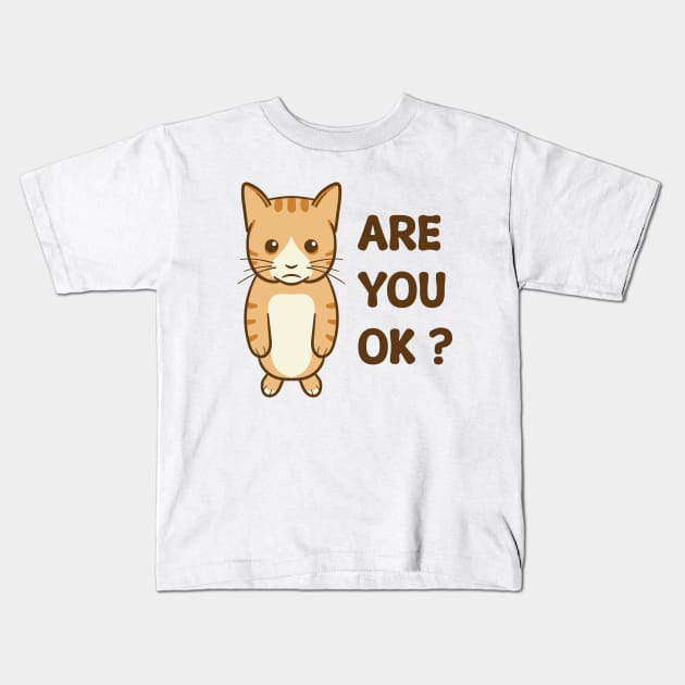 Meme illustration of a little orange cat with a sad face Kids T-Shirt by Wahyuwm48